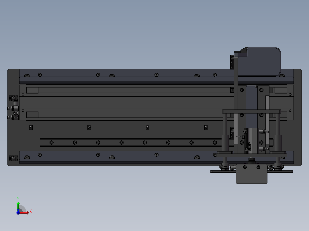 气缸XZ移栽机械手3d图带气动夹爪工装夹具 移栽机器人3d模型前视图