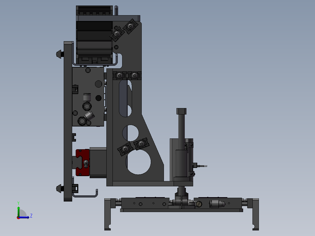 气缸XZ移栽机械手3d图带气动夹爪工装夹具 移栽机器人3d模型左视图