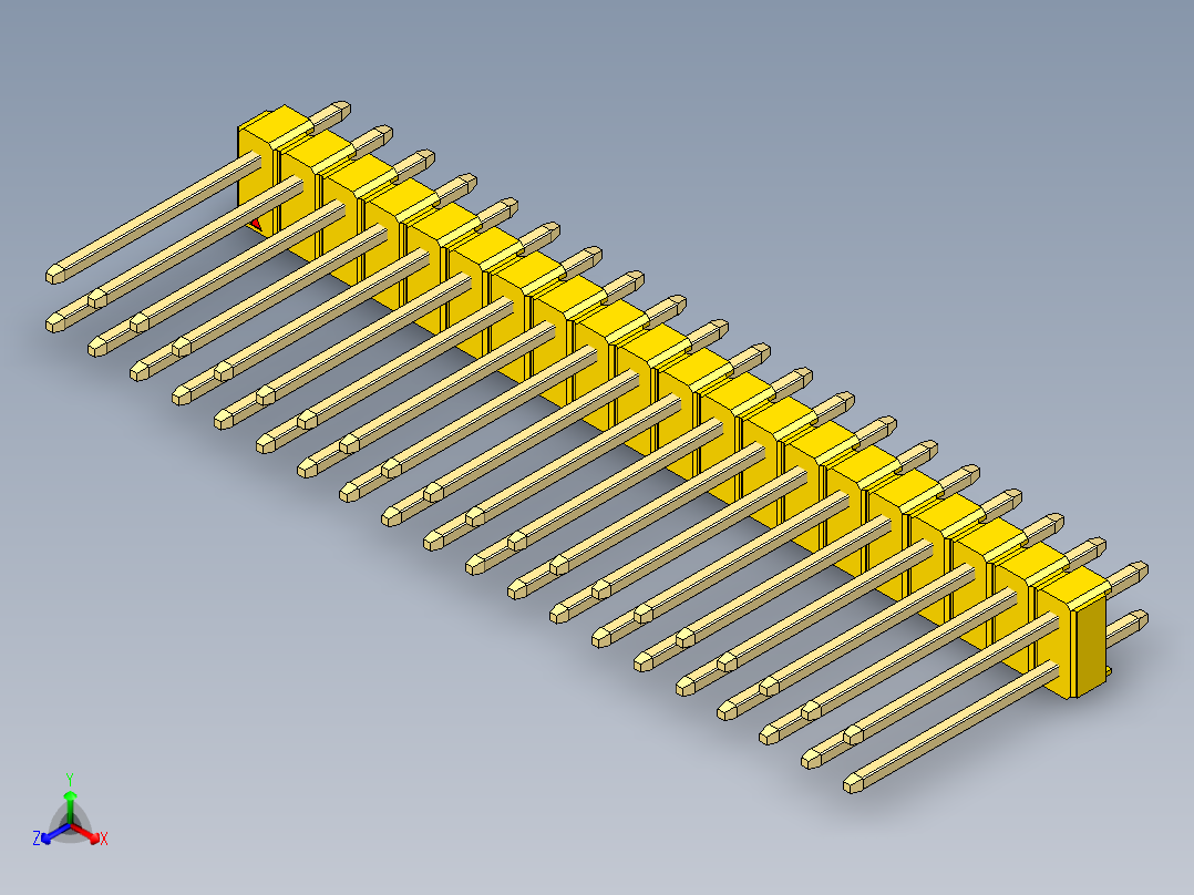彩色公头100mil（2.54mm）系列-DS1021_yellow_2x20p_100mil_Type5_rev1.0主视图
