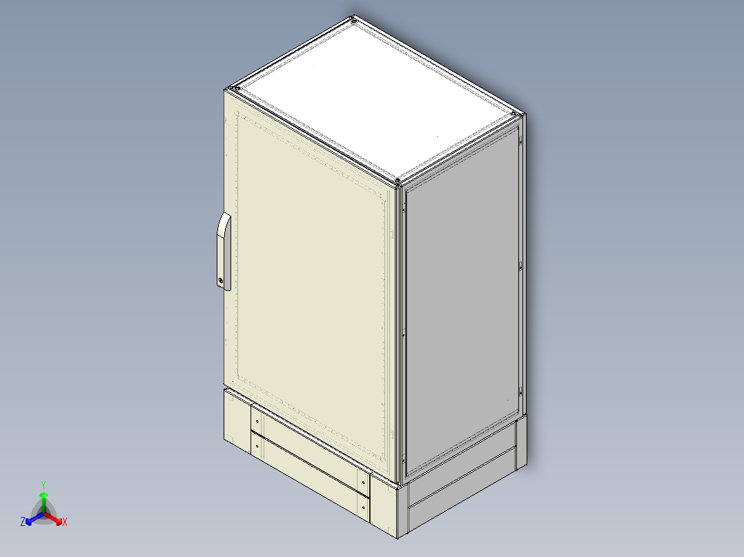 16折型材机柜3D图纸 钣金机械设计素材 钣金电控柜3d三维模型正等轴测图