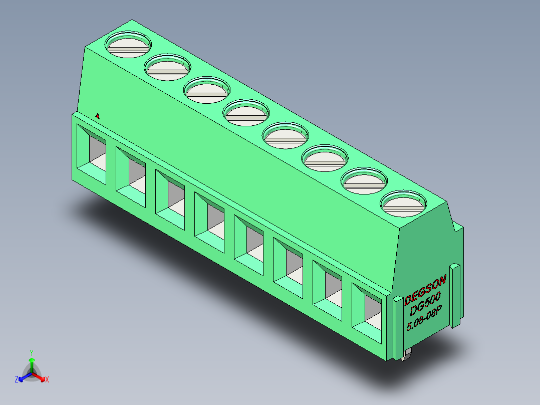 DEGSON DG500 系列 5.05.087.62mm 接线端子-DG500-5.08-08P-14-00AH主视图