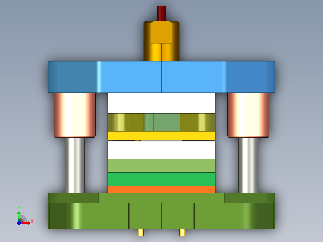 电器插座冲孔落料复合模（CAD图+Proe三维）前视图