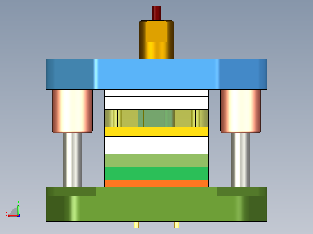 电器插座冲孔落料复合模（CAD图+Proe三维）后视图