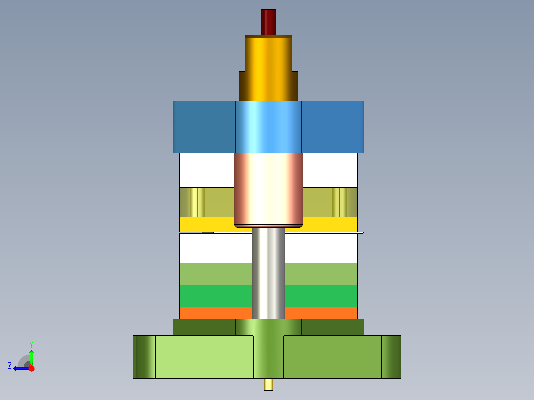 电器插座冲孔落料复合模（CAD图+Proe三维）右视图