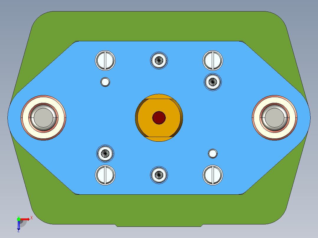 电器插座冲孔落料复合模（CAD图+Proe三维）俯视图