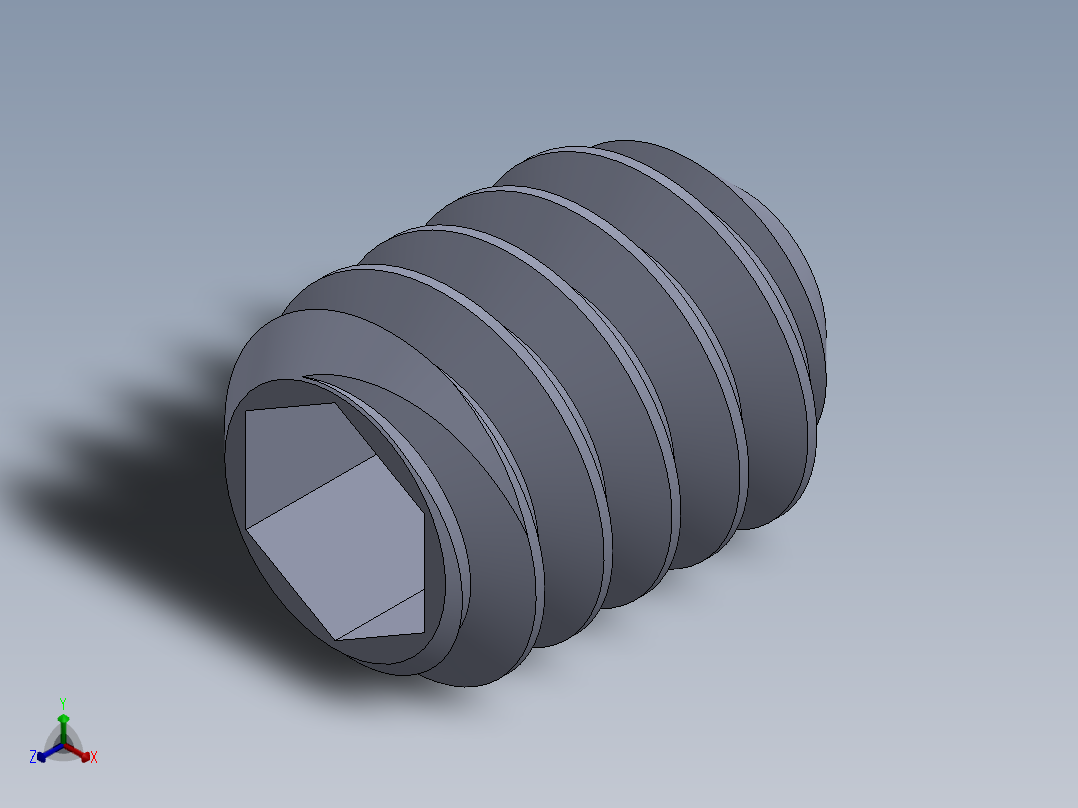 UNC 平头紧定螺钉-UNC SET SCREW 10-24 x0.250.SLDPRT正等轴测图