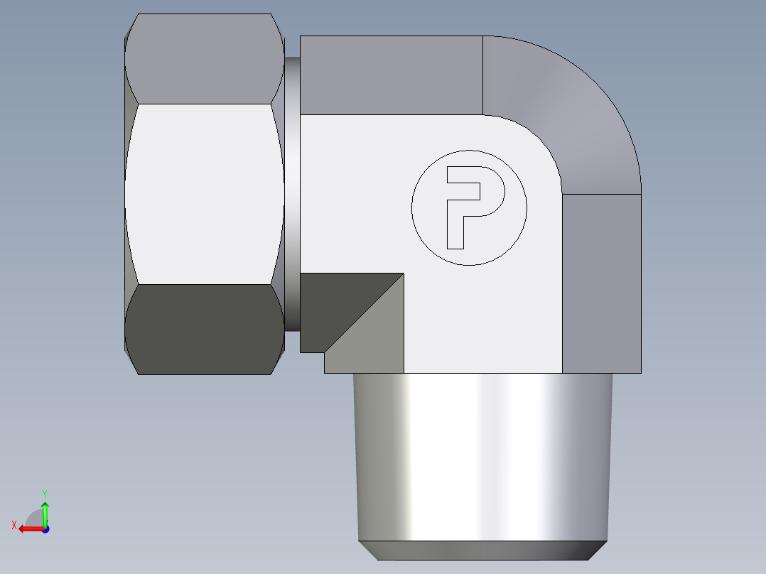 卡套式工业通用硬管接头EO_Male_stud_elbow_WE28L1NPT71后视图