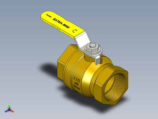 管道手动球阀-水管开关阀-手动阀门铜球阀DN40正等轴测缩略图