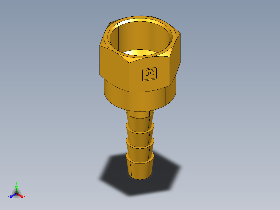 倒齿式工业管接头Hose Barb to Swivel 45Deg Female Flare 146HBLFSV-4-6正等轴测图