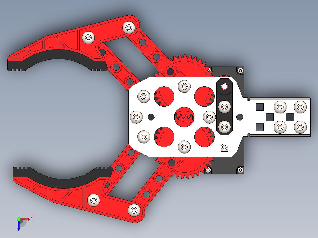 可以3D打印的机器人抓手末端执行器俯视图
