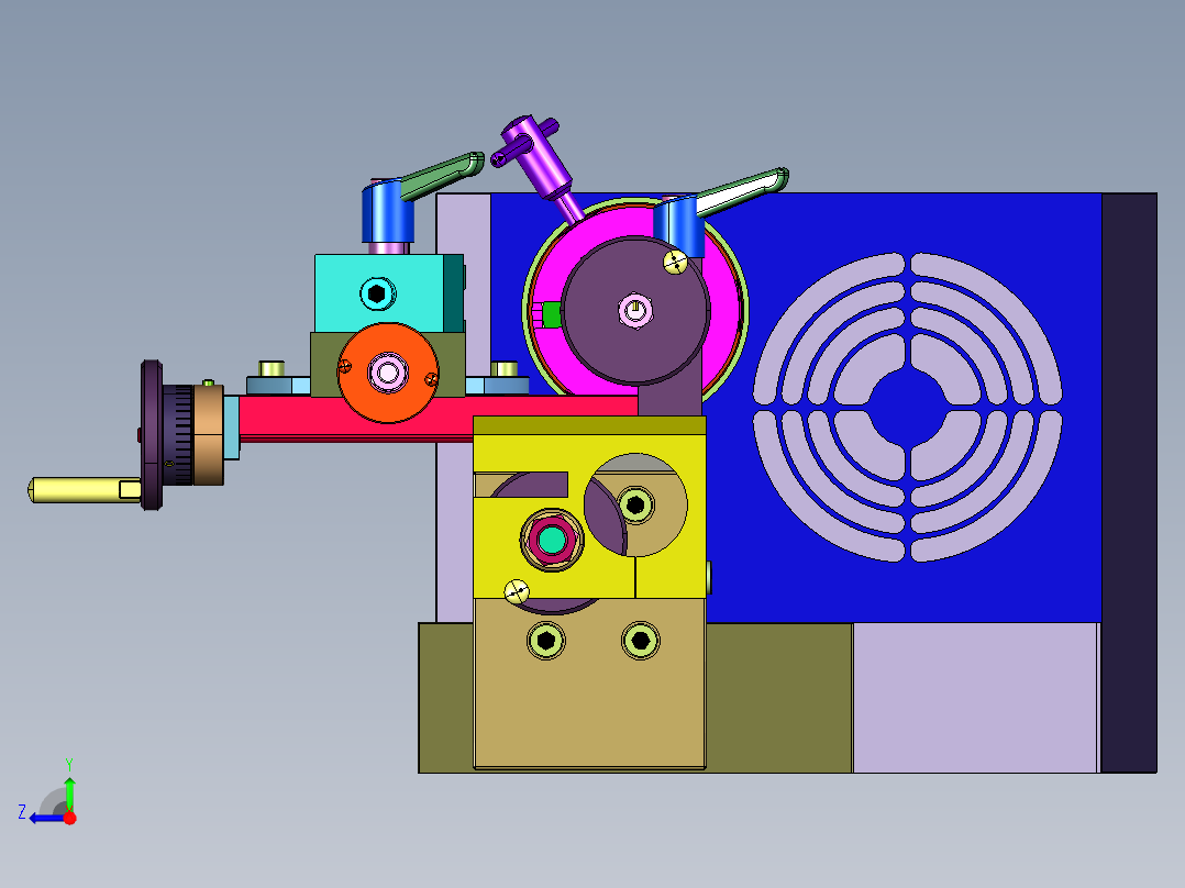 带刀架标手动普通卧式机床右视图