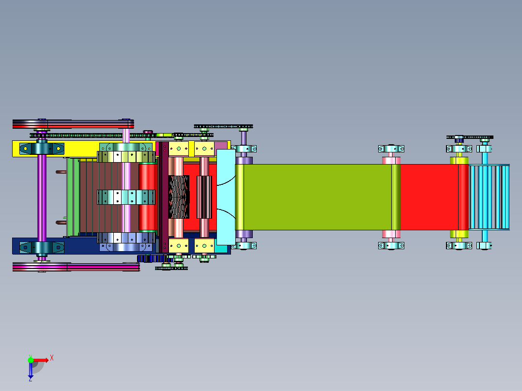 滚筒组合式纤维植物提取机俯视图