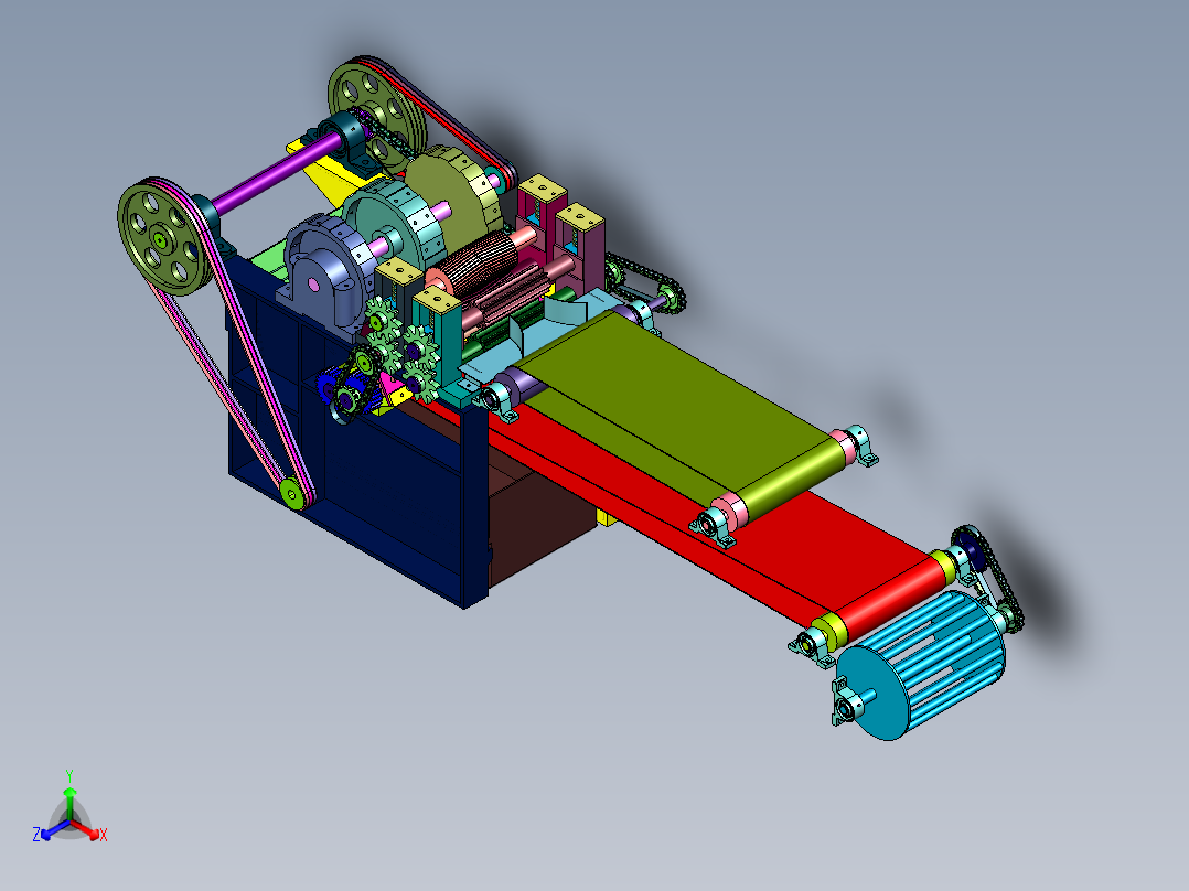滚筒组合式纤维植物提取机正等轴测图