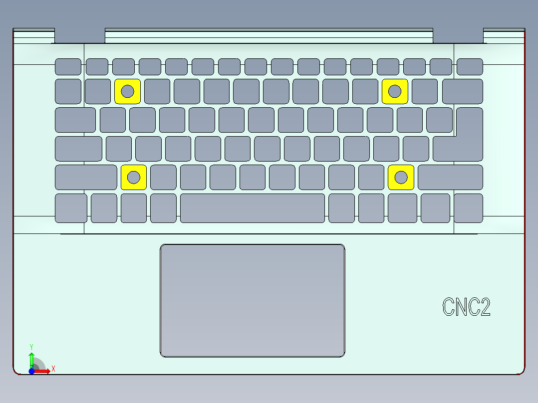 电脑外壳铣触摸框高光C角程序模型前视图