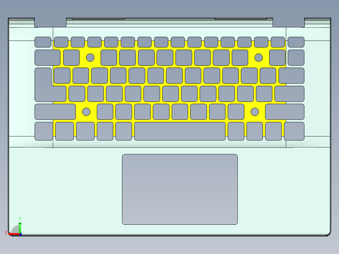 电脑外壳铣触摸框高光C角程序模型后视图