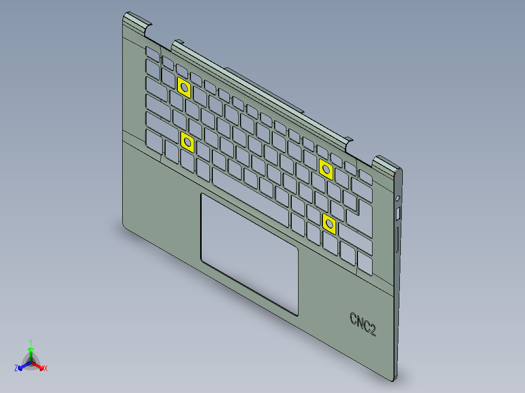 电脑外壳铣触摸框高光C角程序模型正等轴测图