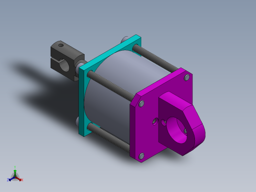 A0003688-转向横拉杆气缸（带后端安装 - 特殊前眼）100x25x41 毫米正等轴测缩略图