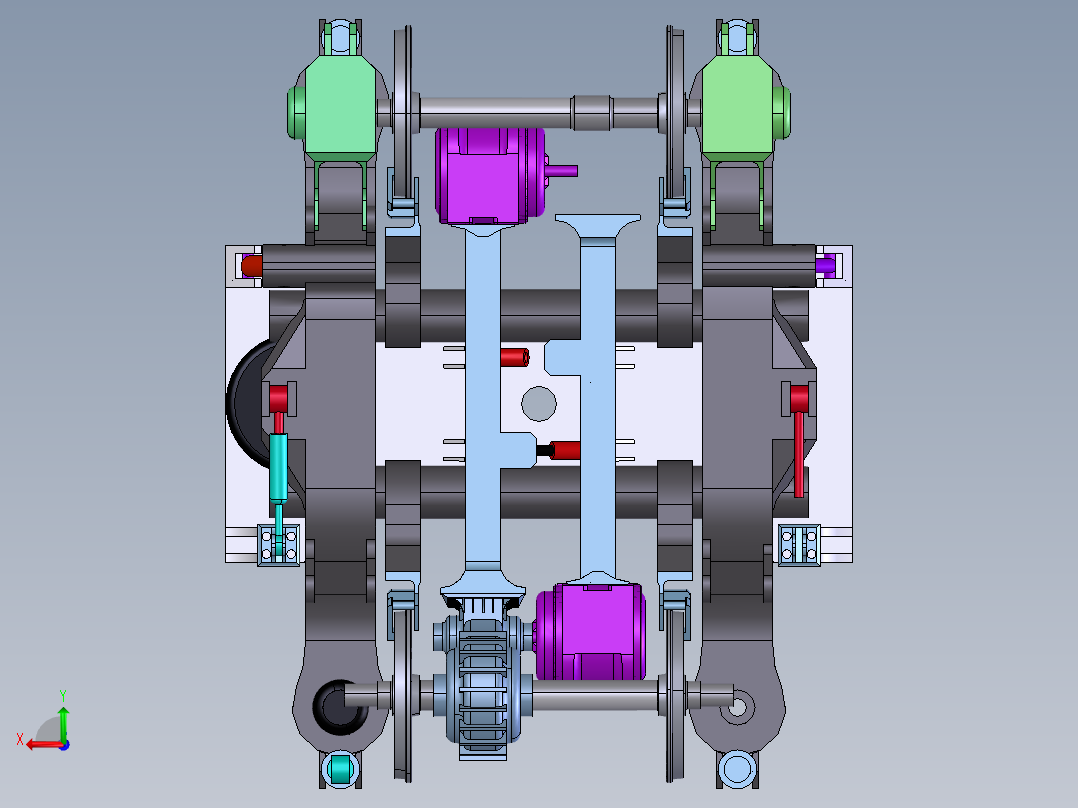 高速轨道车转向架后视图