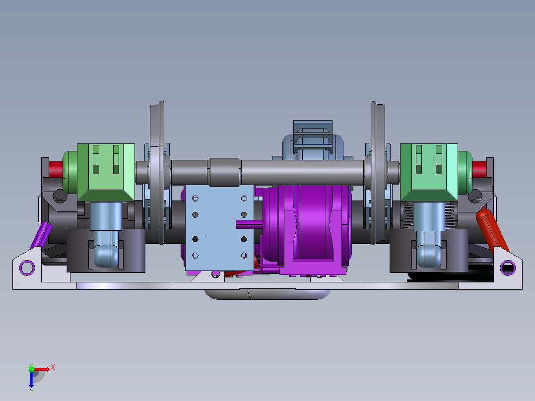 高速轨道车转向架俯视图