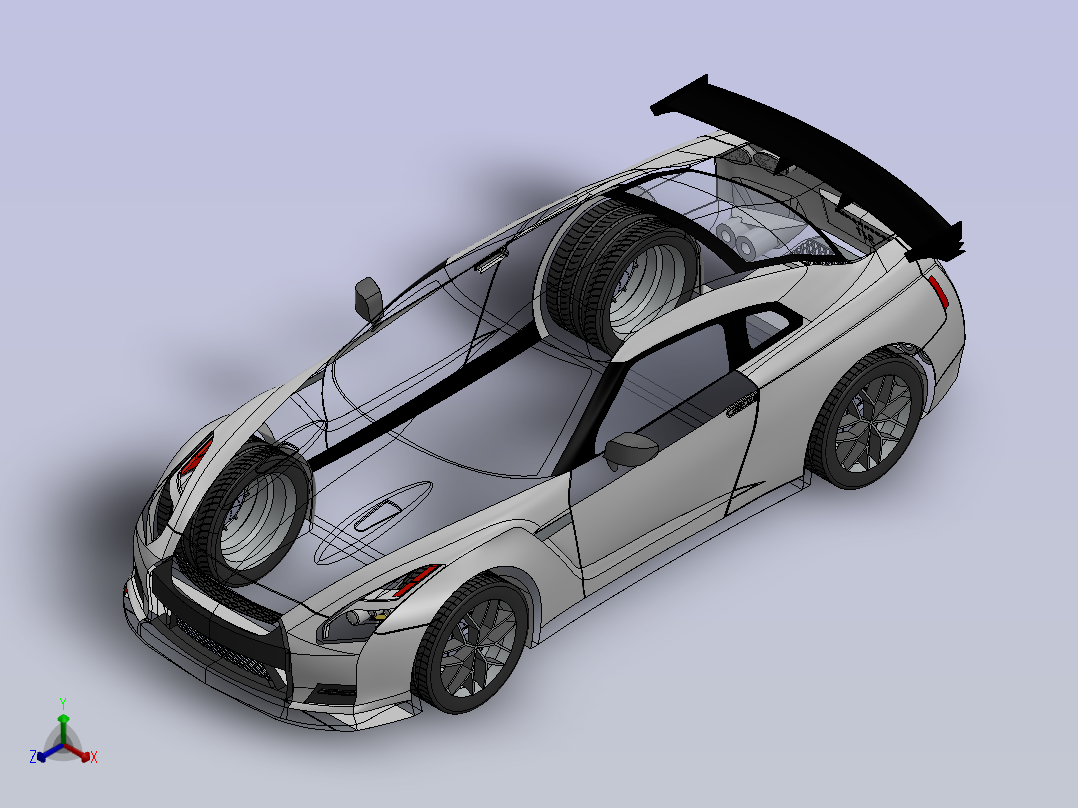 具有三维模型的尼桑GTR35主视图