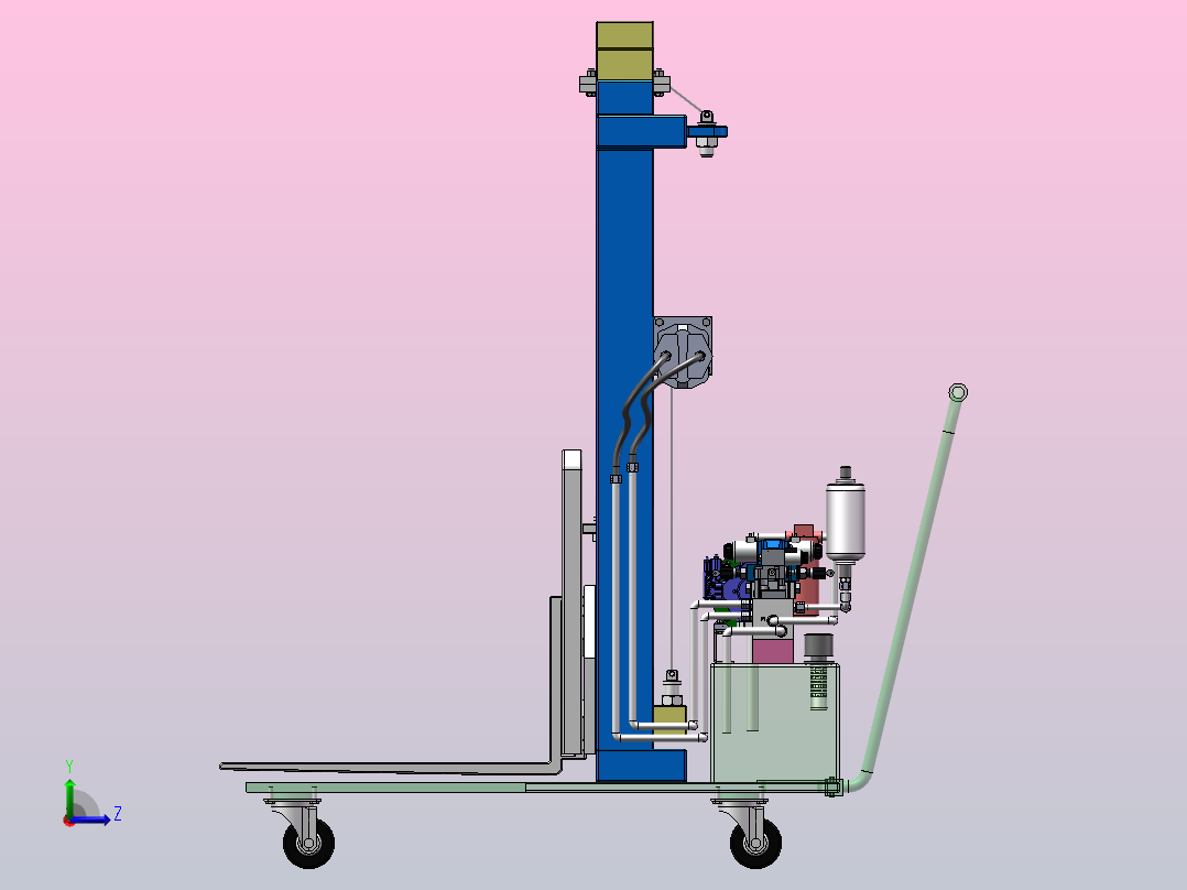 便携式液压手推叉车设计（SW+CAD+说明书）左视图