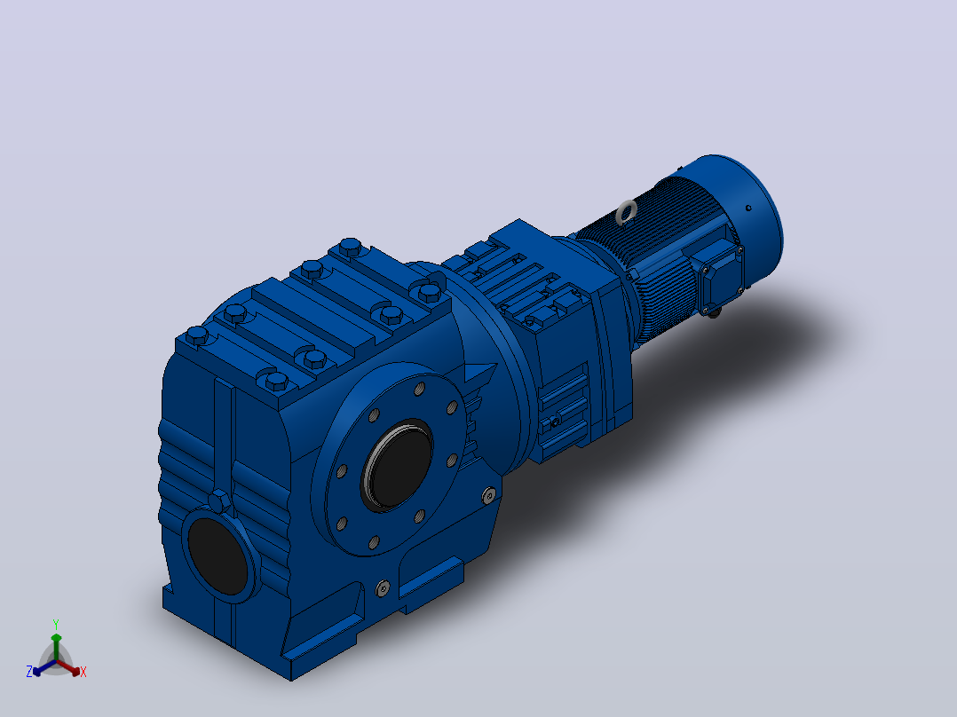 SA87R57组合式斜齿-蜗轮蜗杆减速机SA87R57-Y0.25-4P-1631-M1-0°-A正等轴测图