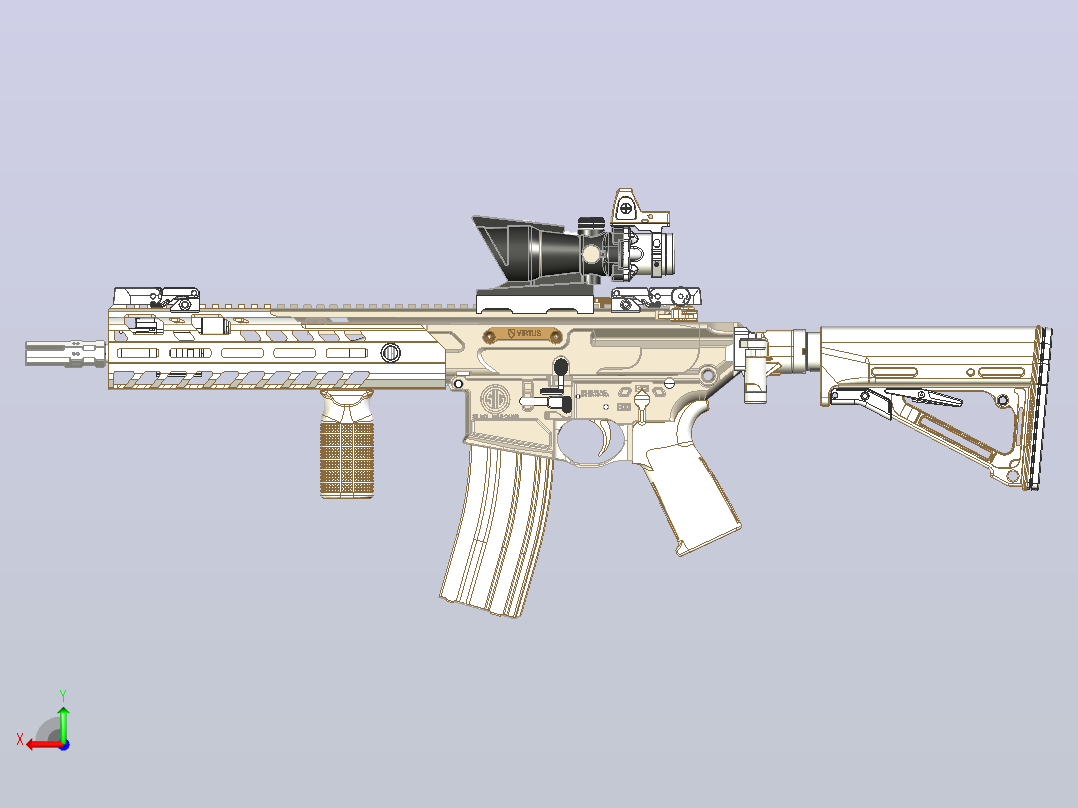 SIG MCX VIRTUS建模模型后视图