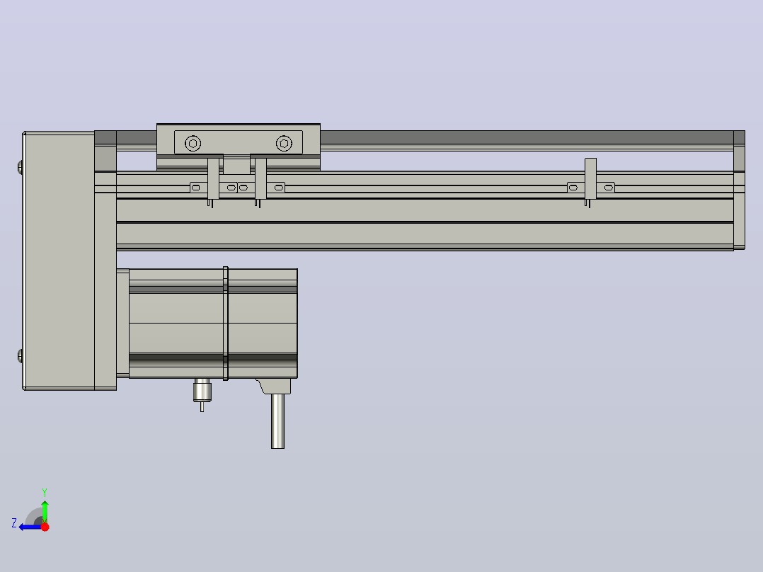 SYS12-150-BM-200W滚珠花健、支撑座、滚珠丝杠、交叉导轨、直线模组.STEP右视图