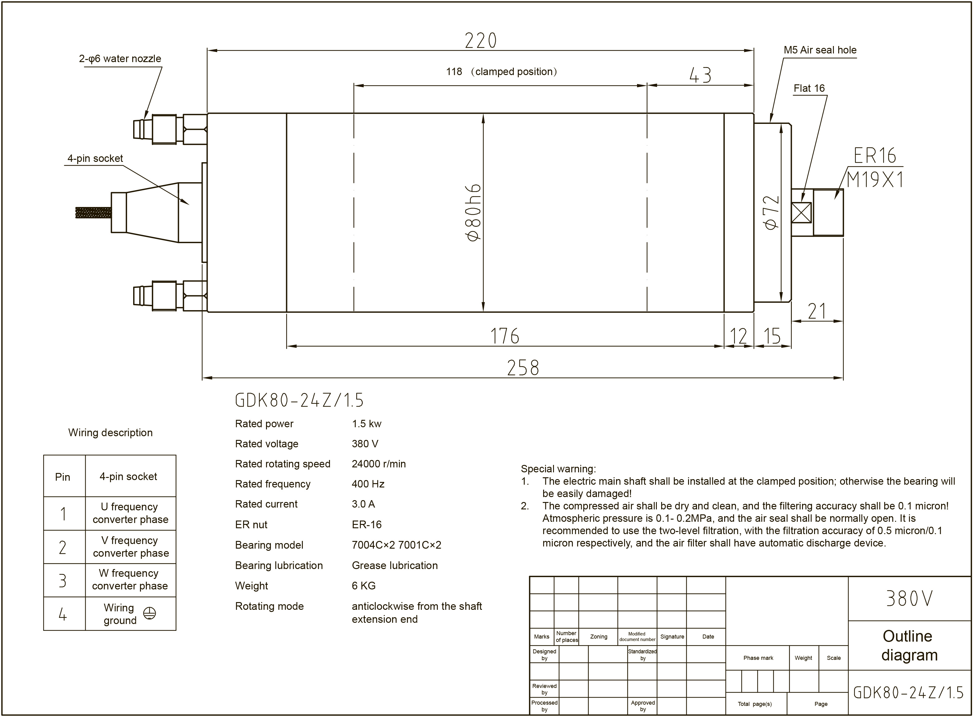 主轴GDK80-24Z-1.5 1.5KW