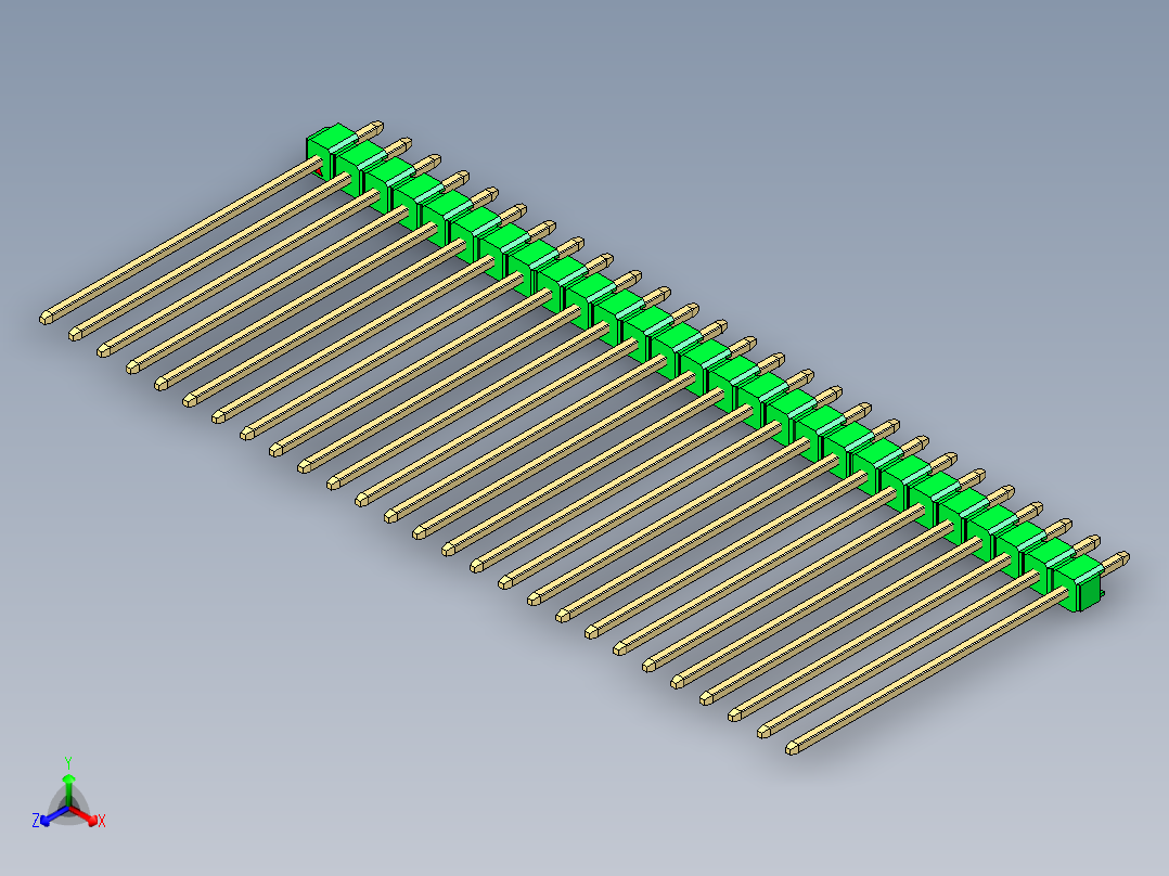 彩色公头100mil（2.54mm）系列-DS1021_green_1x27p_100mil_Type43_rev1.0主视图