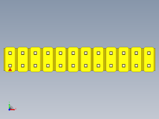 彩色公头100mil（2.54mm）系列-DS1021_yellow_2x12p_100mil_Type43_rev1.0前视缩略图