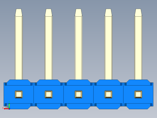 彩色公排针 100mil 2.54mm 系列-DS1022_blue_05p_100mil_TypeU_rev1.0后视缩略图