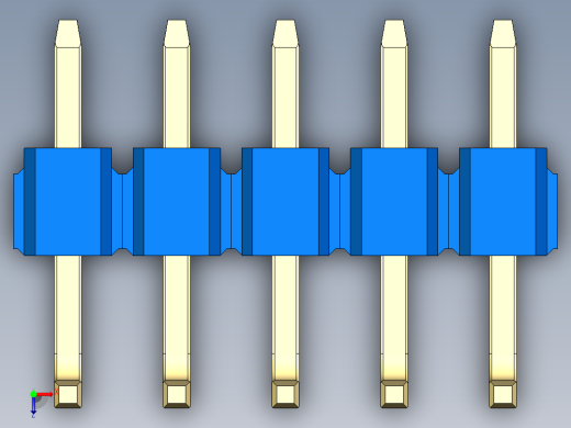 彩色公排针 100mil 2.54mm 系列-DS1022_blue_05p_100mil_TypeU_rev1.0俯视缩略图