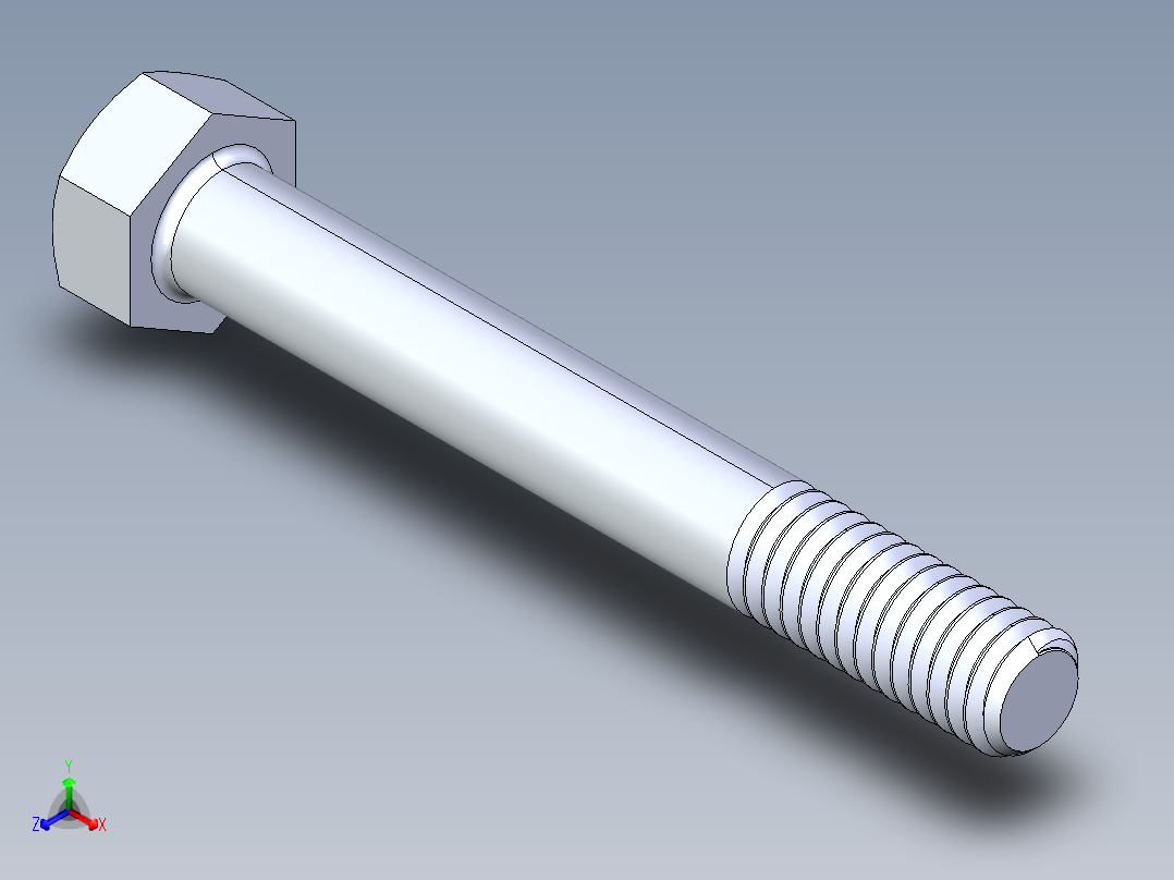 UNC 六角螺栓-Hex Bolt 0.3125-18 x 2.5正等轴测图
