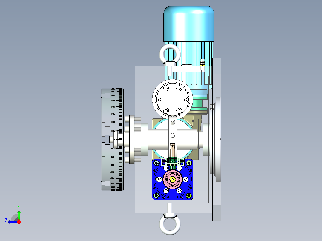 6双弧面分度凸轮机构数控回转台设计右视图