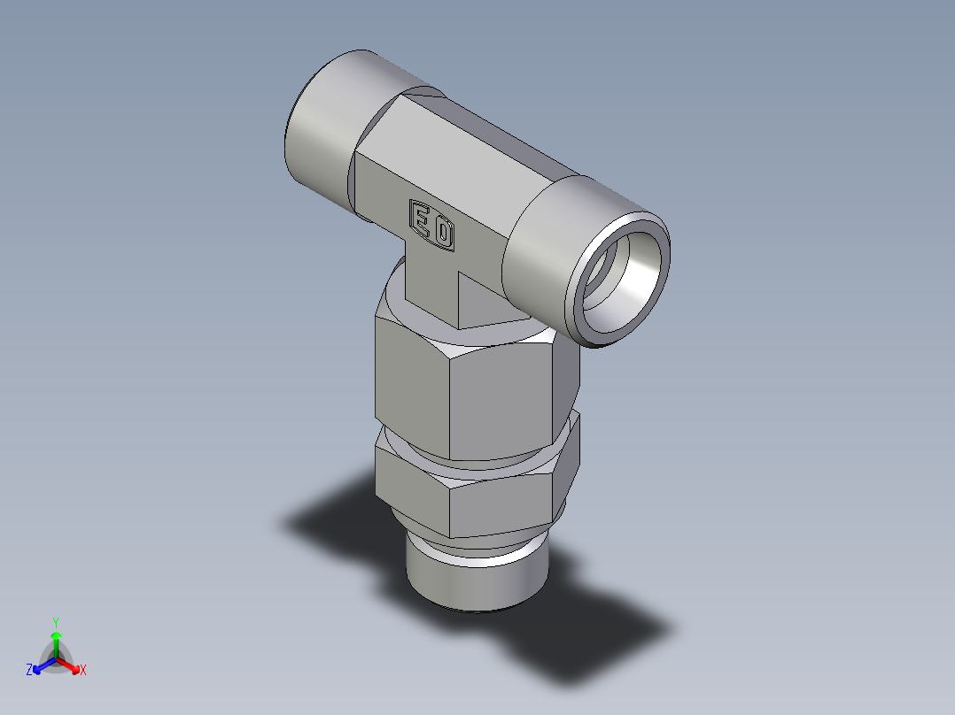 卡套式工业通用硬管接头EO_Assembled_adjustable_standpipe_branch_tee_EVT14SROMD71主视图