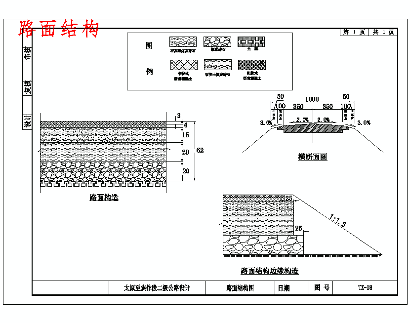 太原至焦作二级公路k0+000~k3+000段设计含开题及CAD图