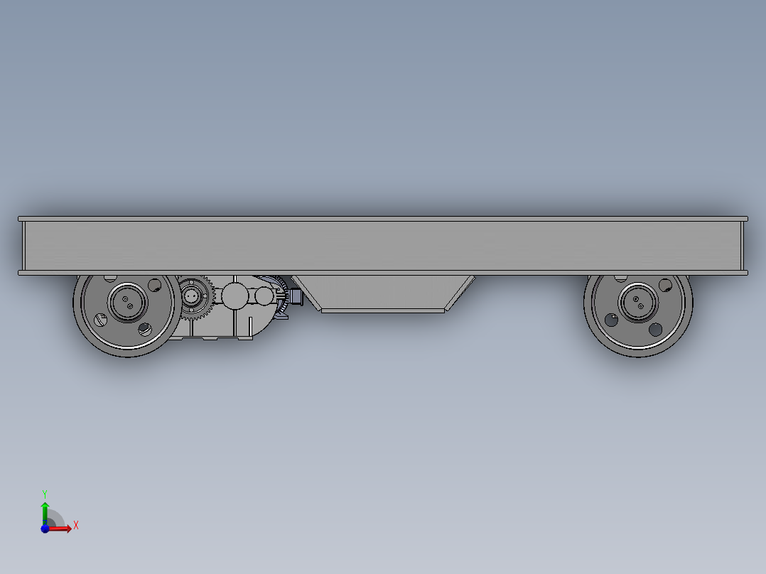 60T电动平车装配三维SW模型前视图