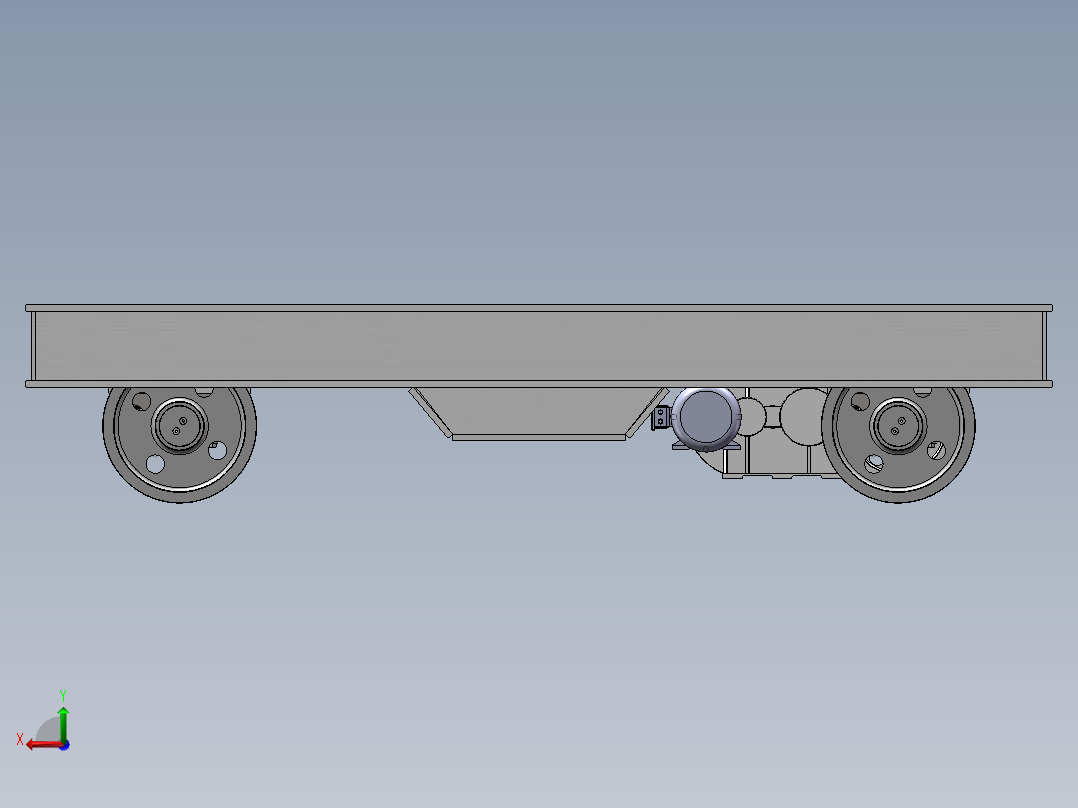 60T电动平车装配三维SW模型后视图