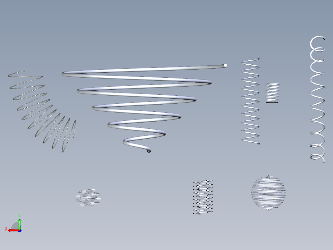 各种弹簧合集三维模型后视图