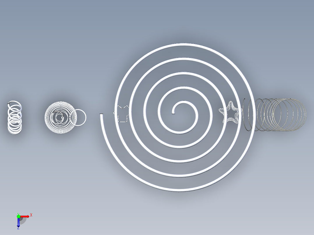 各种弹簧合集三维模型俯视图