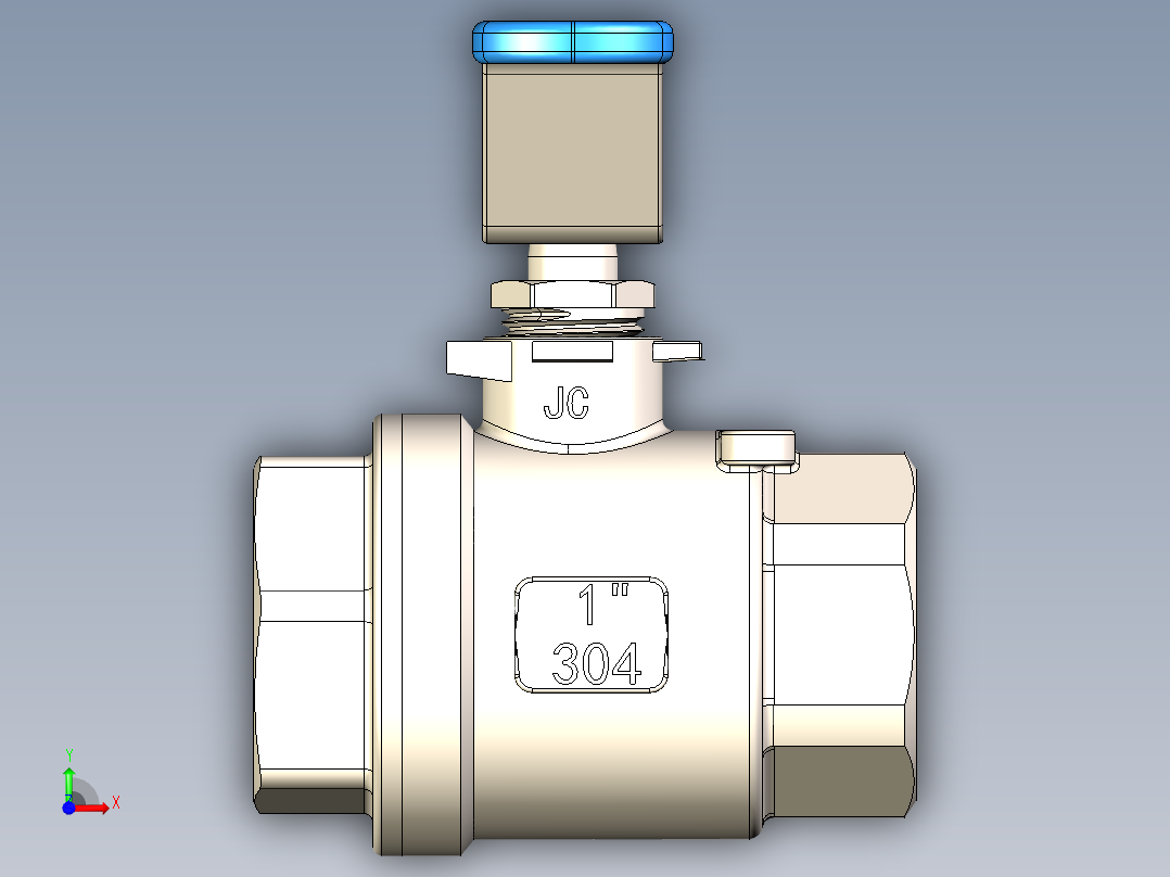 1寸不锈钢球阀前视图
