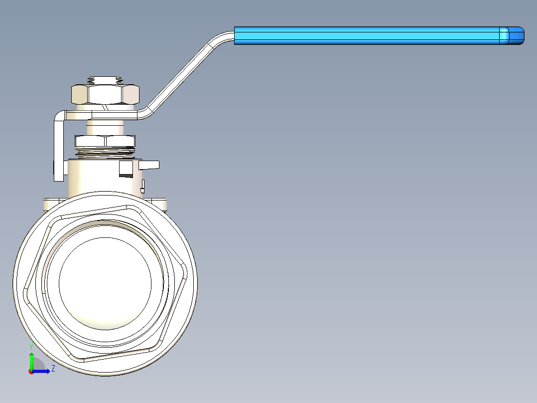 1寸不锈钢球阀左视图