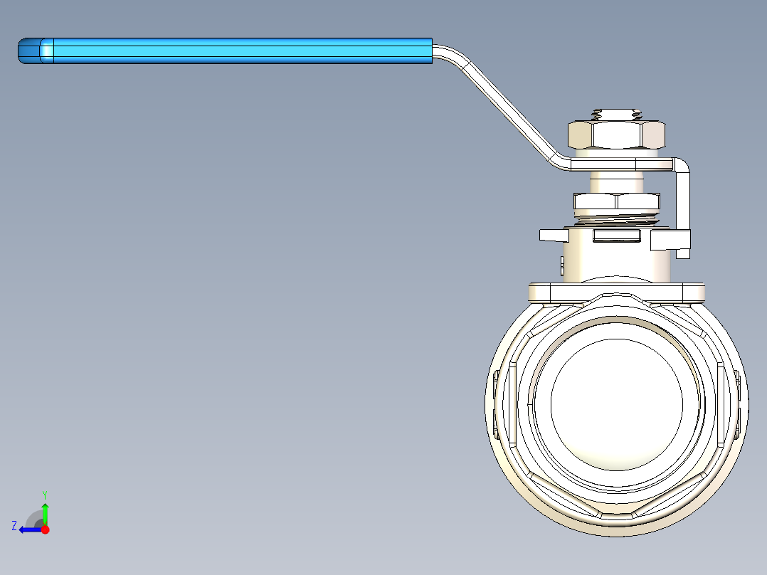 1寸不锈钢球阀右视图