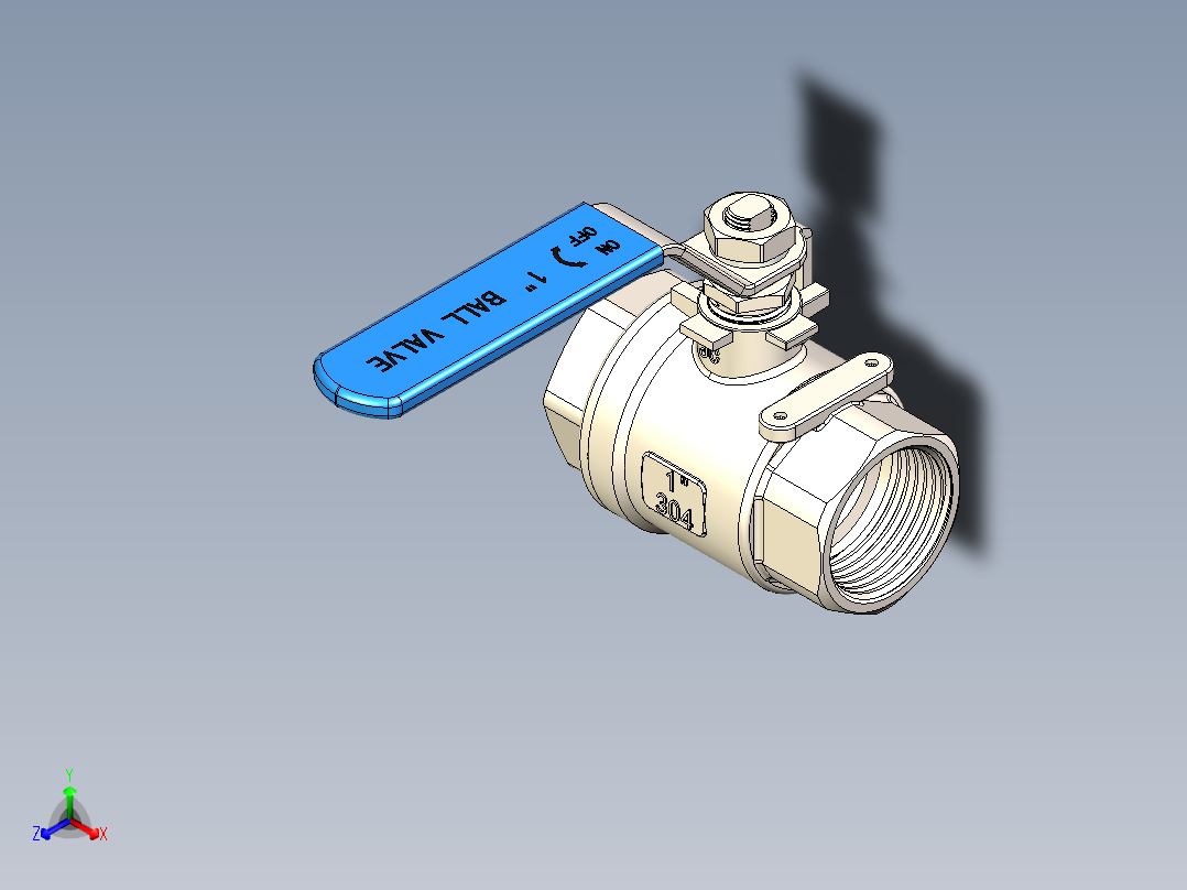 1寸不锈钢球阀正等轴测图