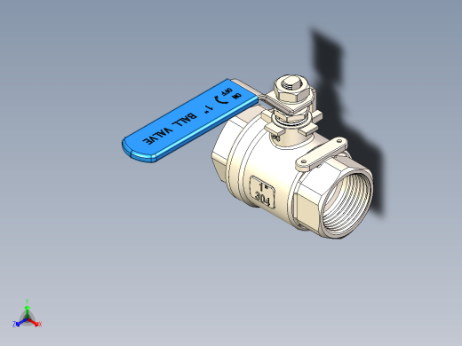1寸不锈钢球阀正等轴测缩略图