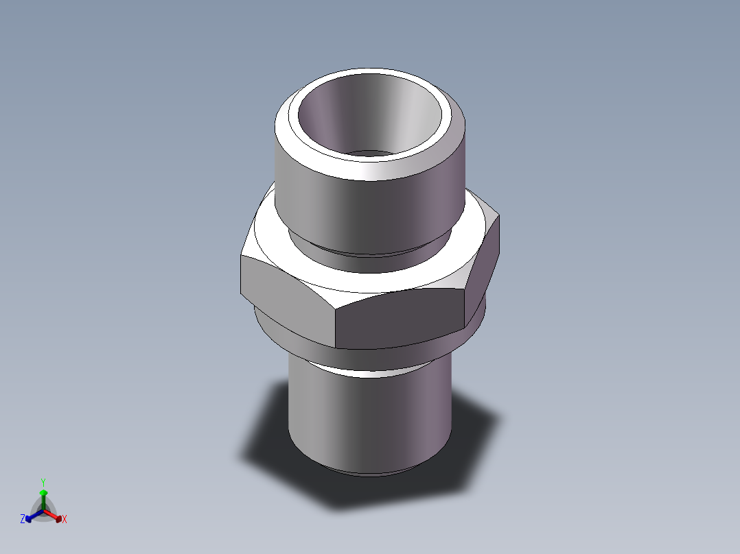 公制螺纹ED密封、1CM-14-12WD正等轴测图