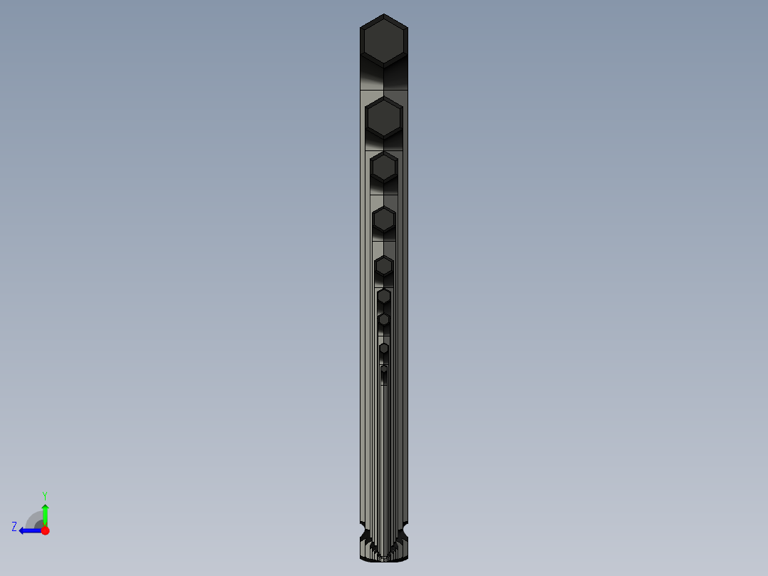 内六角扳手尺寸（10mm-1.5mm）右视图