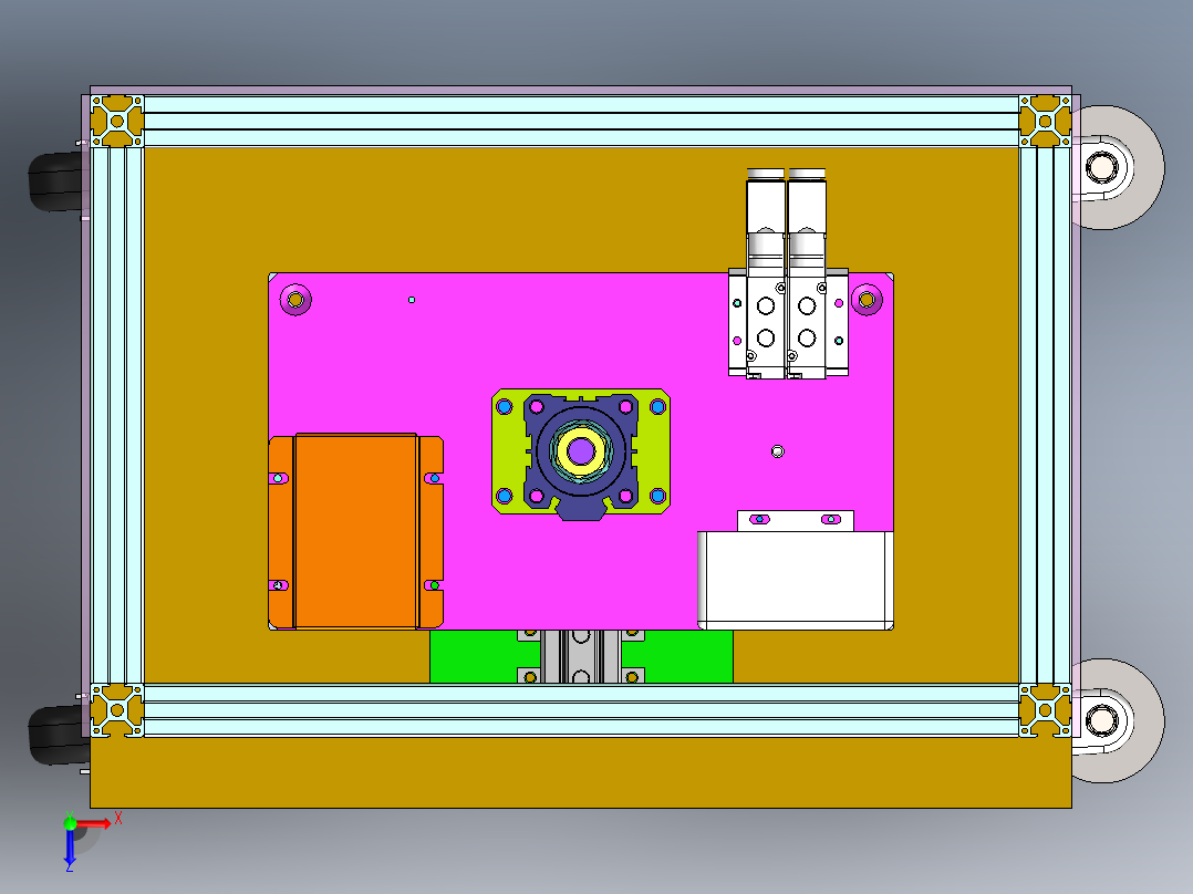 过滤网压装热熔铆接一体机俯视图