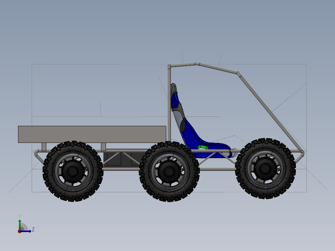 6-wheel六轮驱动越野型电动卡丁车结构左视图